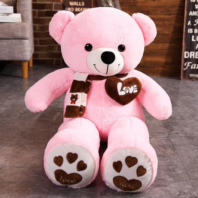 Ours en peluche mignon avec un cœur 60cm / Rose